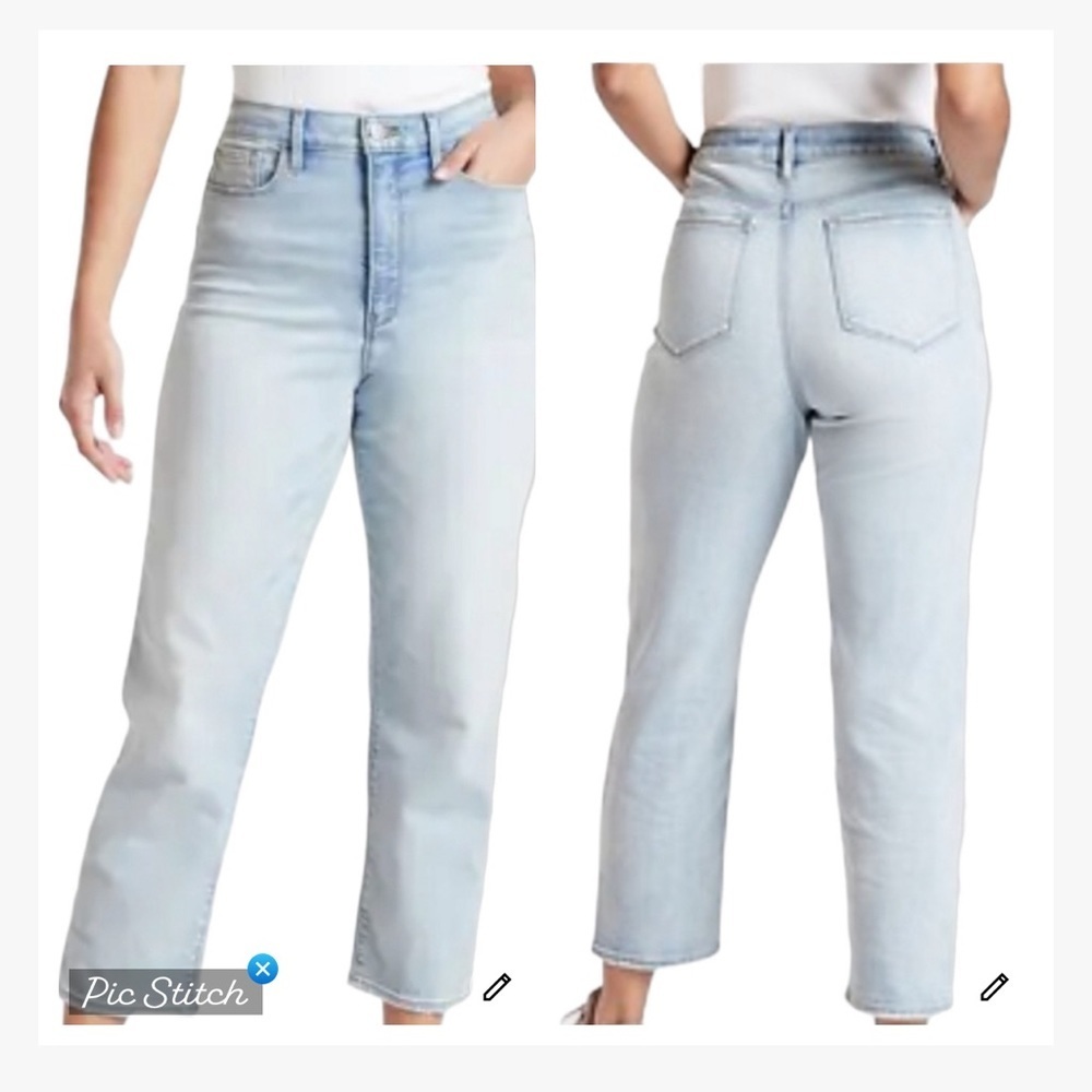 Athleta Sculptek Slim Straight Jeans Light Wash